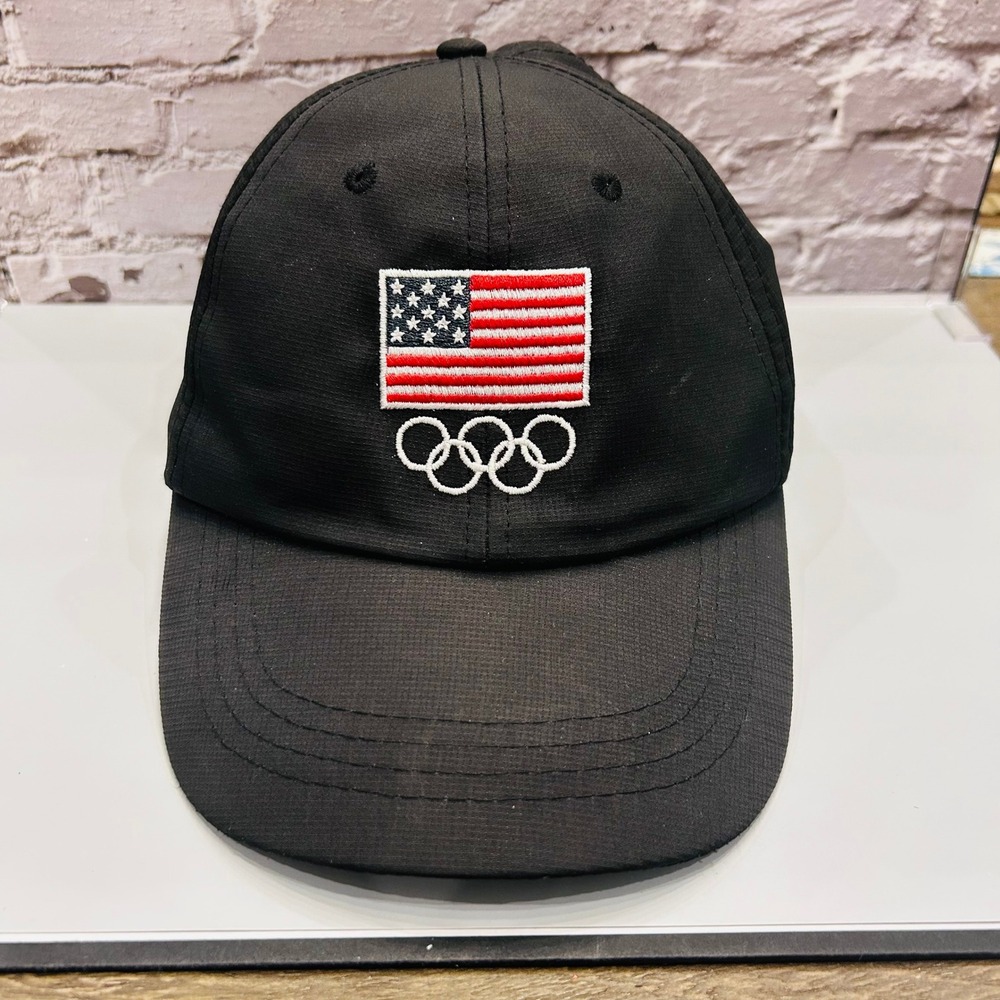 BDA Olympic Games Hat‎ Mens OSFA Black USA Flag Embroidered Adjustable Cap